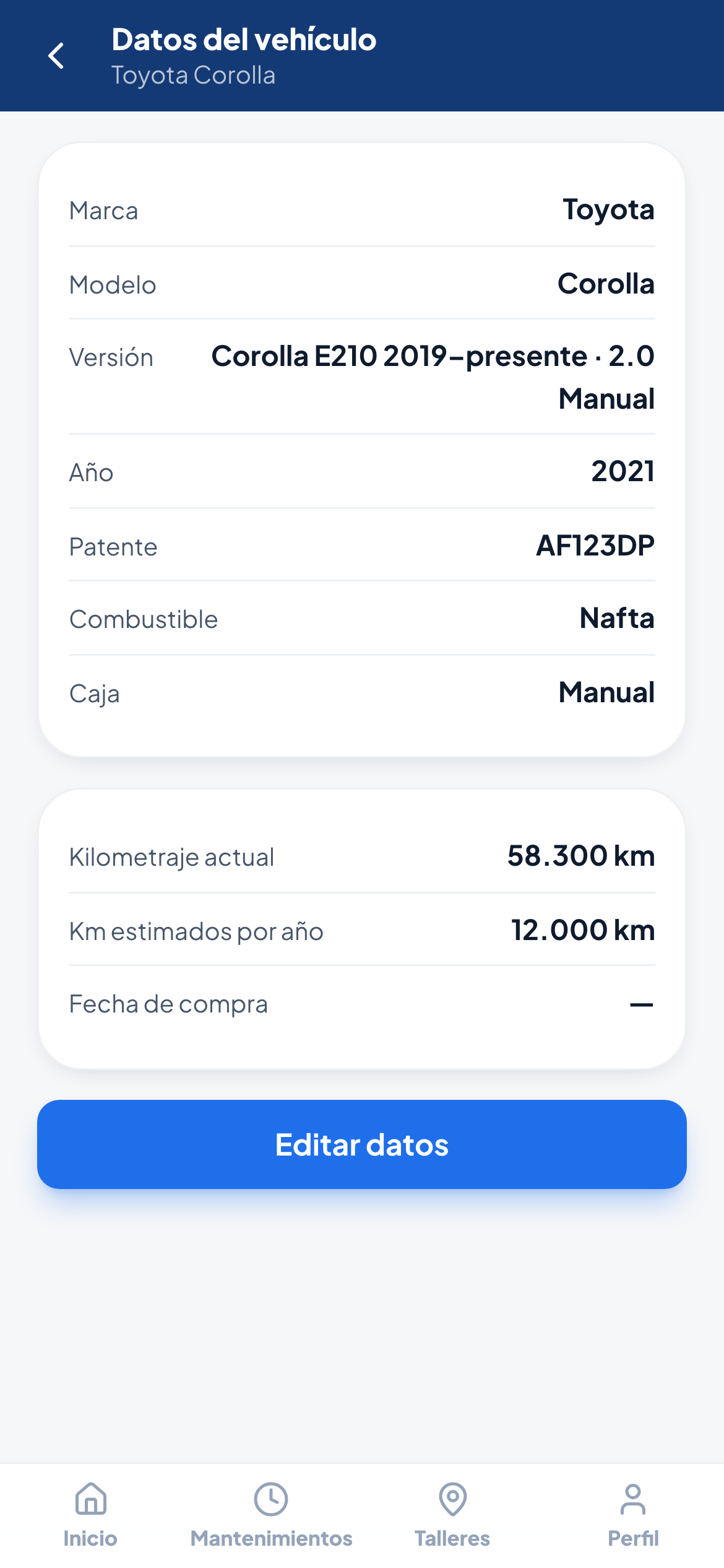 Captura: Datos y especificaciones
