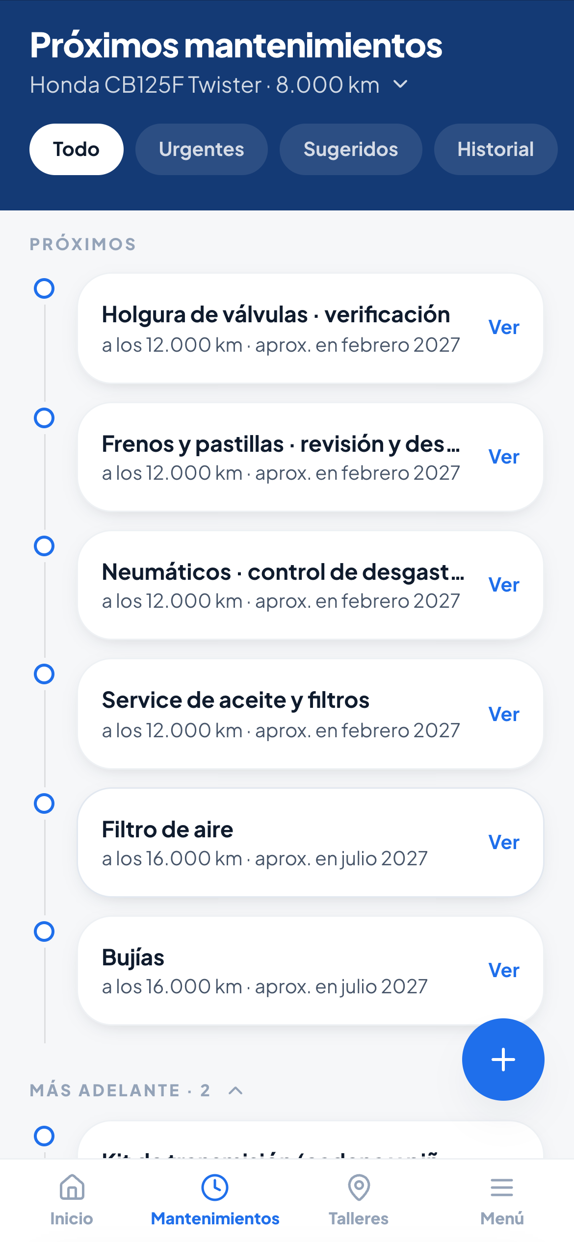 Captura: Plan de mantenimiento de moto